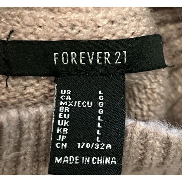 Forever 21 Women’s Size Large Mock Neck Pullover Cropped Boyfriend Sweater Tan - Picture 6 of 7